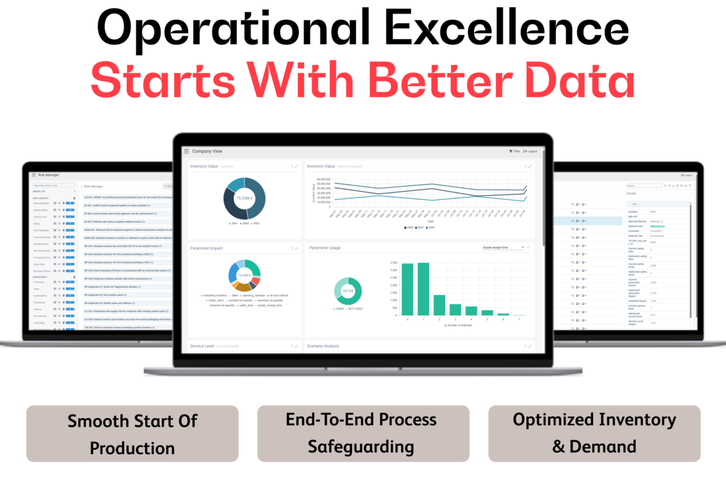 Data Quality Navigator helps logistics, manufacturing, and production teams improve operations through clean and accurate master data. Our AI-powered data quality solution validates and corrects key data such as material masters, bill of materials (BOM), routing data, plant and storage location information, and transportation routes. Companies using SAP, Oracle, or Microsoft Dynamics benefit from automated data validation that reduces errors in supply chain planning, production scheduling, and warehouse management. By cleansing logistics and production data, you eliminate disruptions caused by incorrect materials, invalid routes, or missing data in manufacturing and distribution processes. Whether supporting global supply chain operations, lean manufacturing, or smart factory initiatives, Data Quality Navigator ensures your operational data is correct, complete, and reliable enabling streamlined logistics, optimized production, and lower operational costs.
