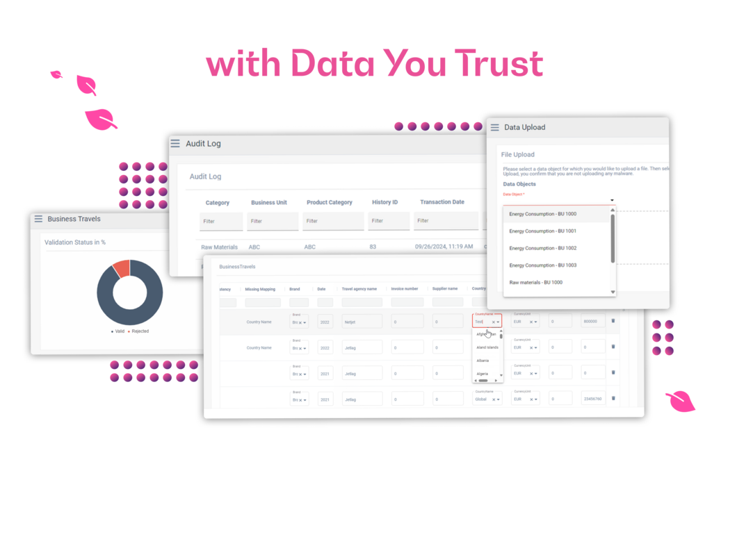 Accurate, structured, and validated data is the foundation of your ESG strategy and  everything it enables. Simplify ESG data management, ensure compliance with standards such as the Corporate Sustainability Reporting Directive (CSRD), avoid costly penalties, and confidently achieve your ESG goals.